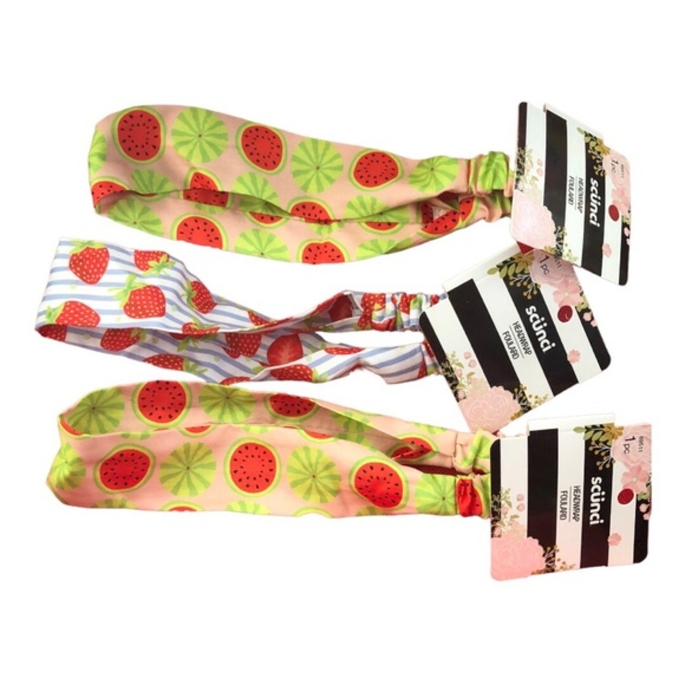 3pack watermelon & strawberry summer‎ fruits elastic headbands -$15
